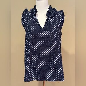Kate Spade Women's Navy Polka Dot Sleeveless Summer Top Shirt Size Small